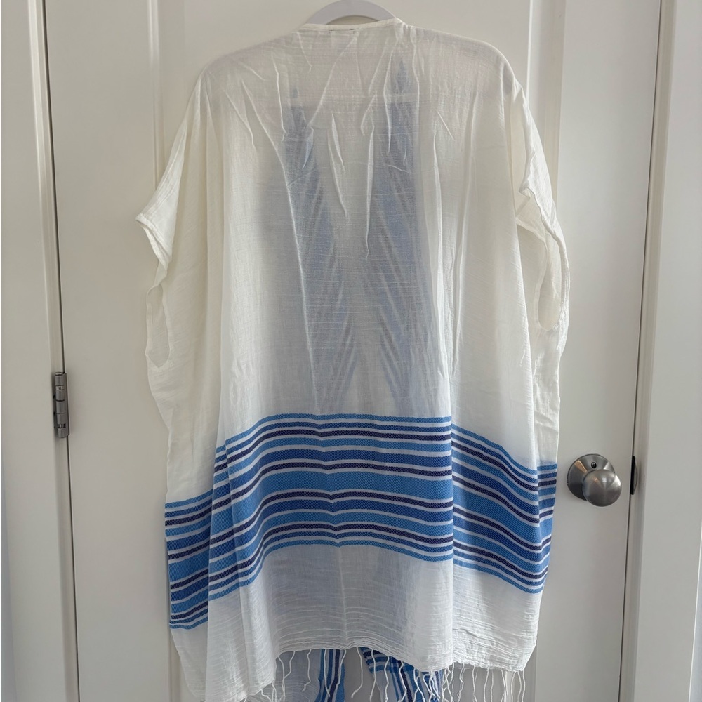 J. Crew White and Blue Patterned Coverup - Picture 6 of 6